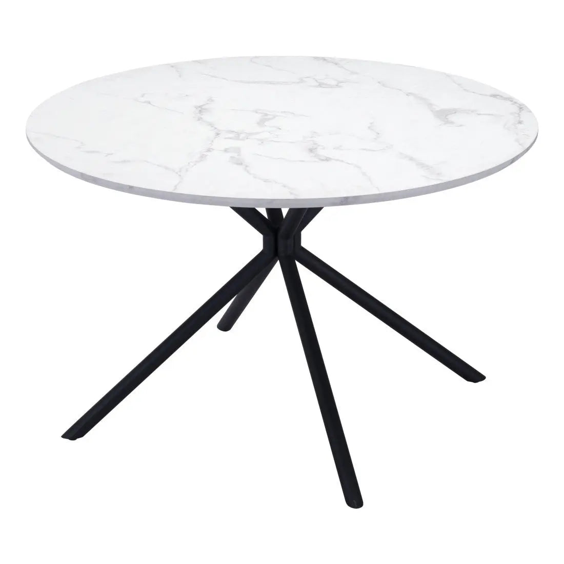 47" White And Black Rounded Steel Dining Table Homeroots Kitchen & Dining