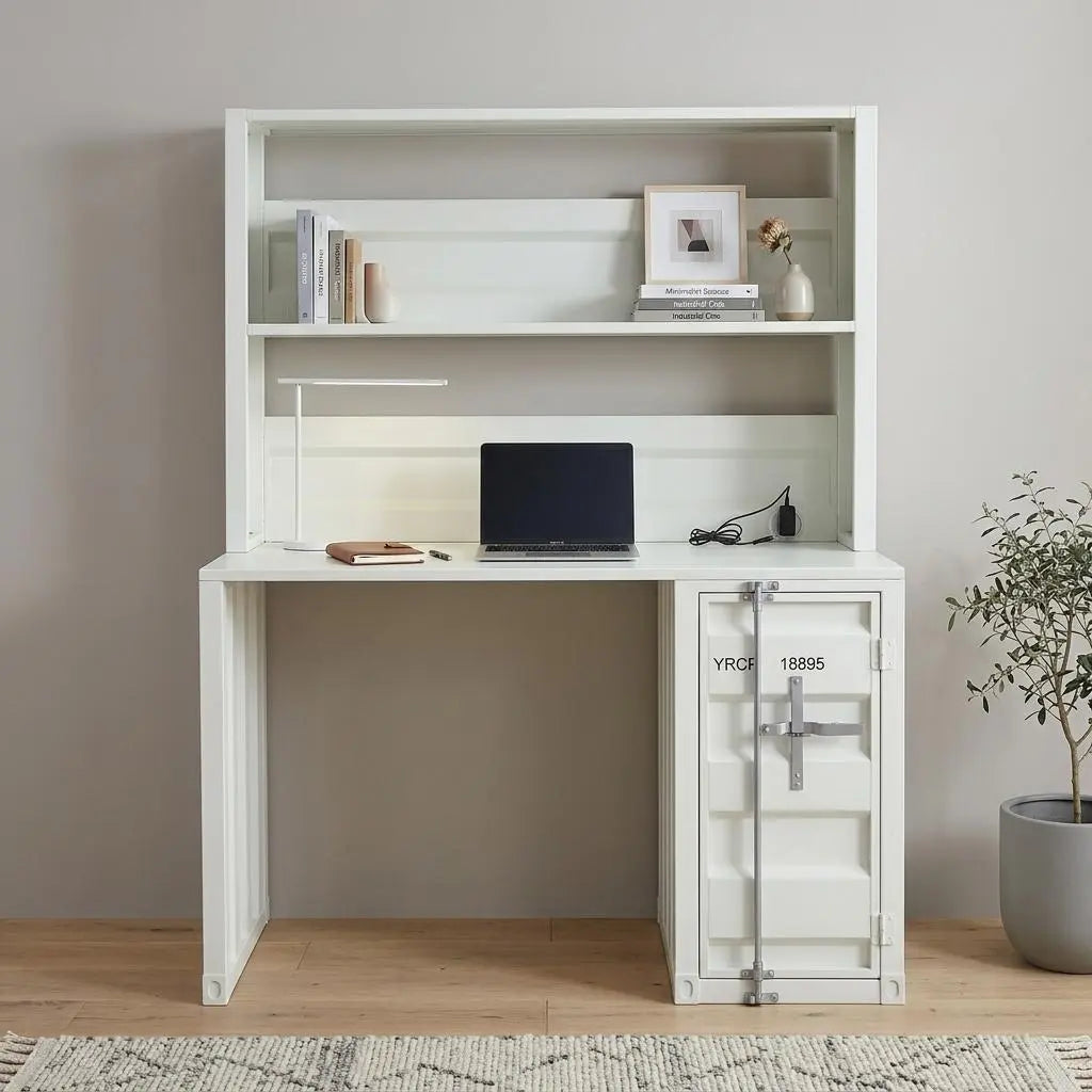 47" White Metal Writing Desk Homeroots Office