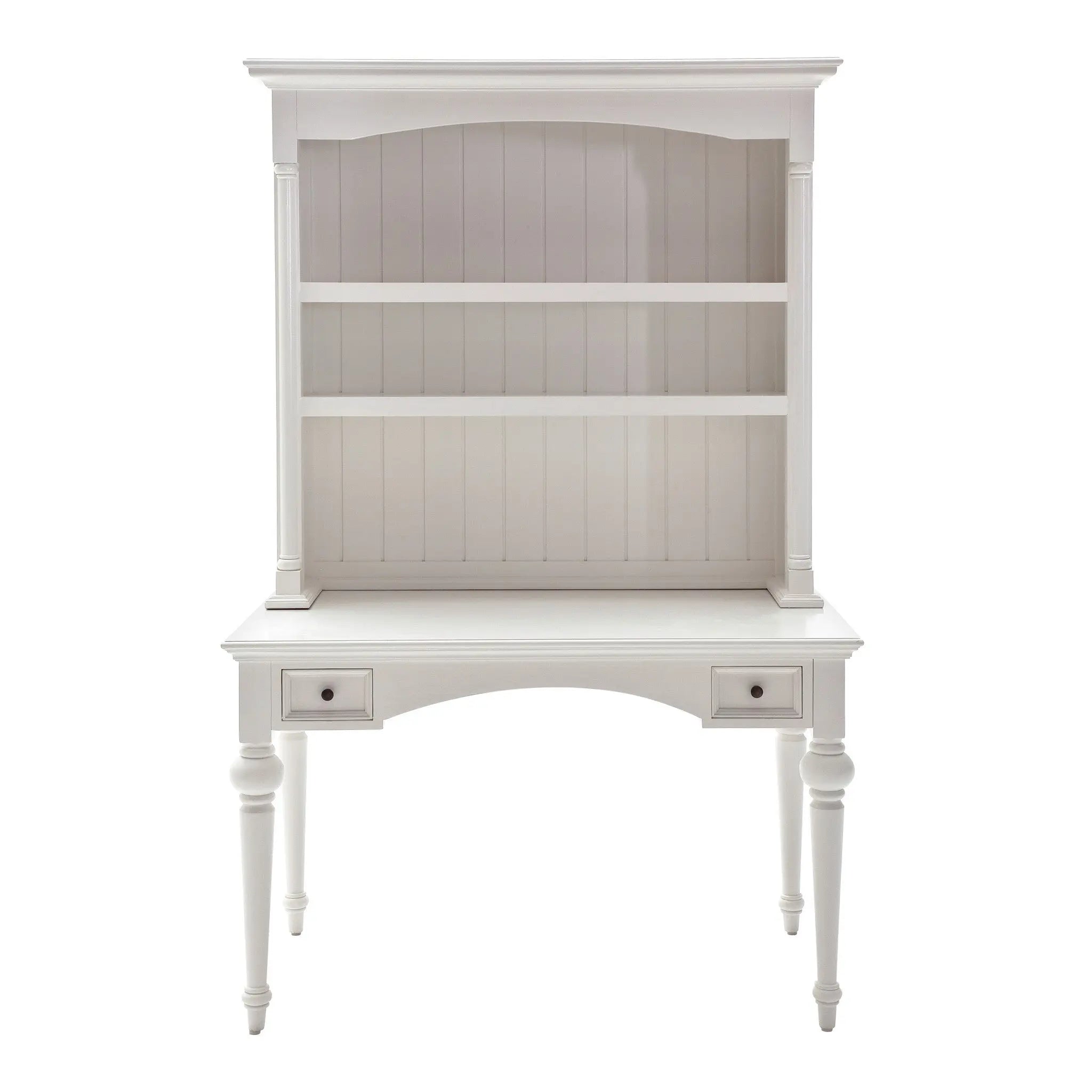 47" White Solid Wood Computer Desk With Hutch With Two Drawers Homeroots Office