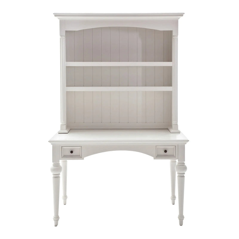 47" White Solid Wood Computer Desk With Hutch With Two Drawers Homeroots Office