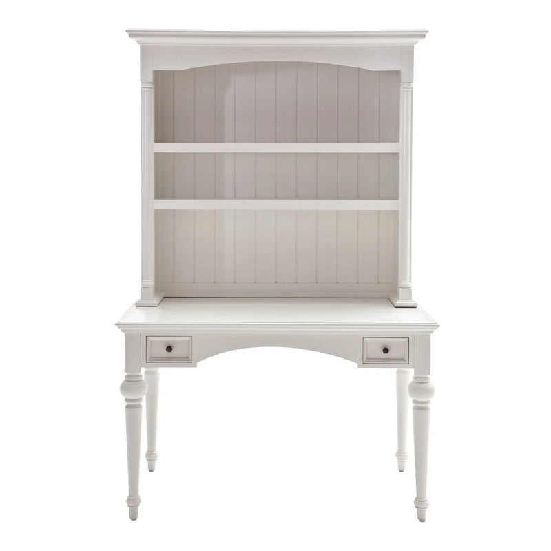 47" White Solid Wood Computer Desk With Hutch With Two Drawers Homeroots Office