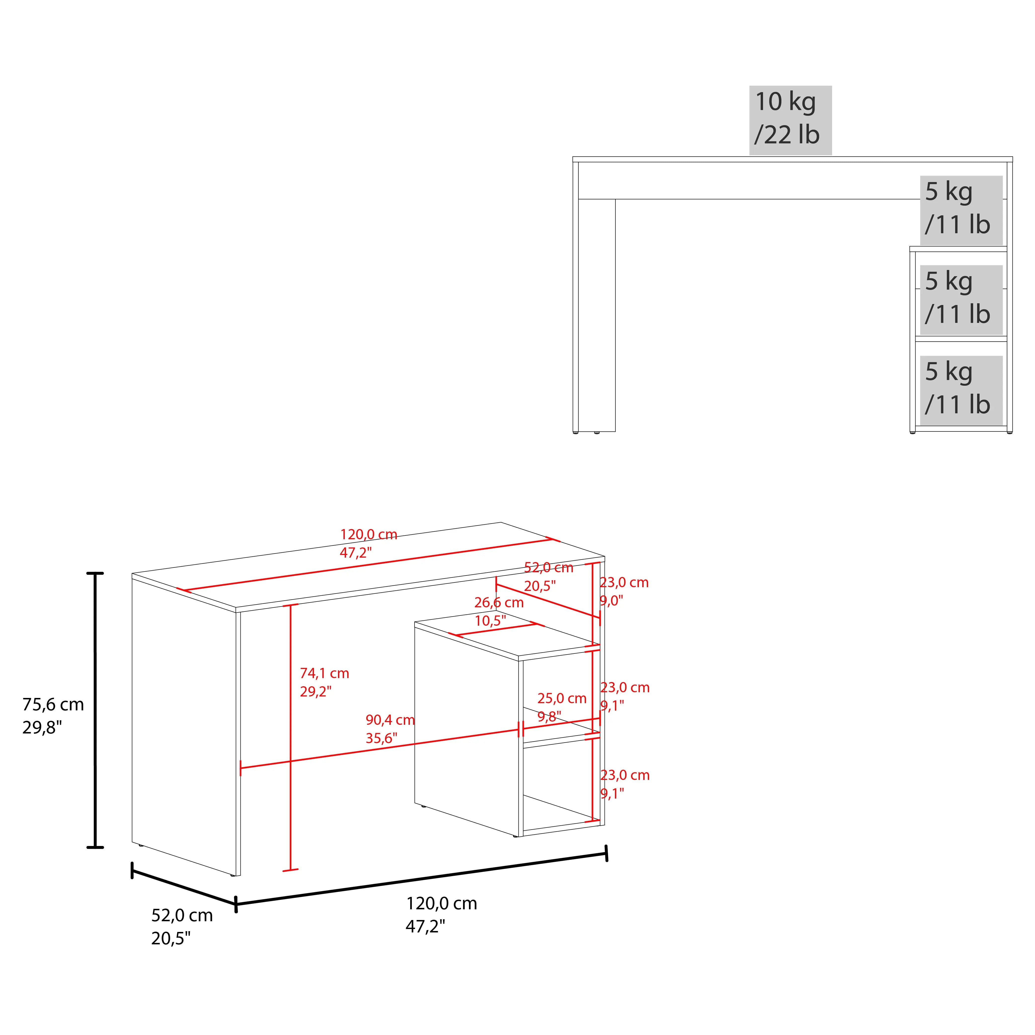 47" White Wood Computer Desk Homeroots