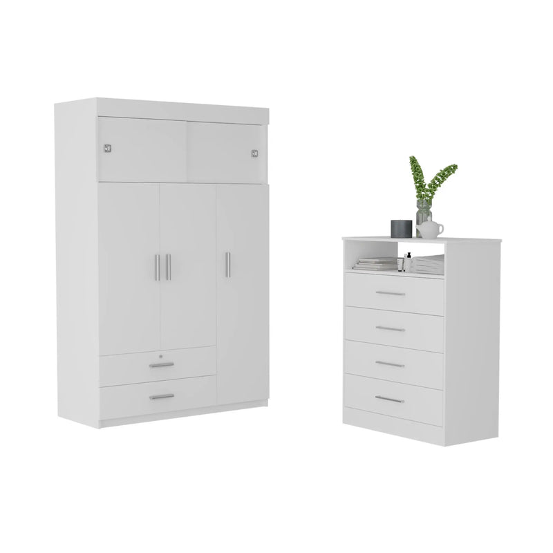 47" White Wood Four Drawer Dresser Homeroots Bed & Bath