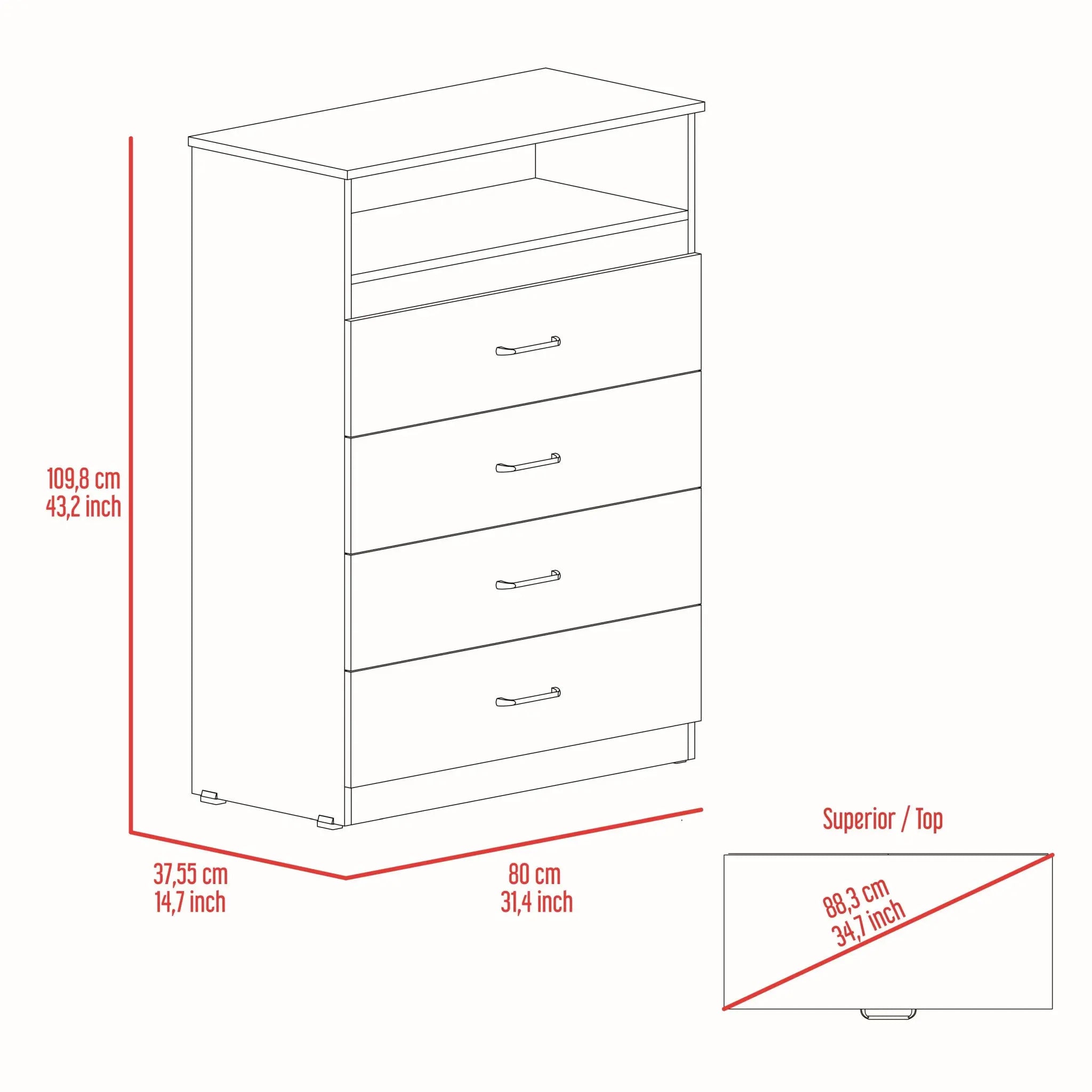 47" White Wood Four Drawer Dresser Homeroots Bed & Bath