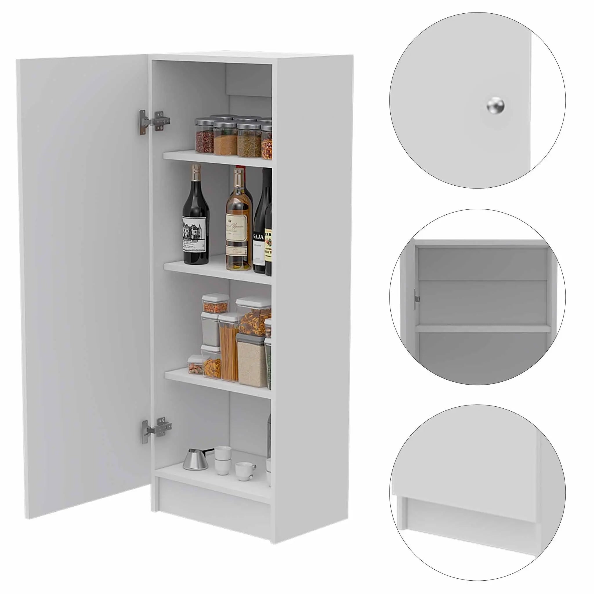 47" White Wood Pantry Or Storage Closet Homeroots Kitchen & Dining