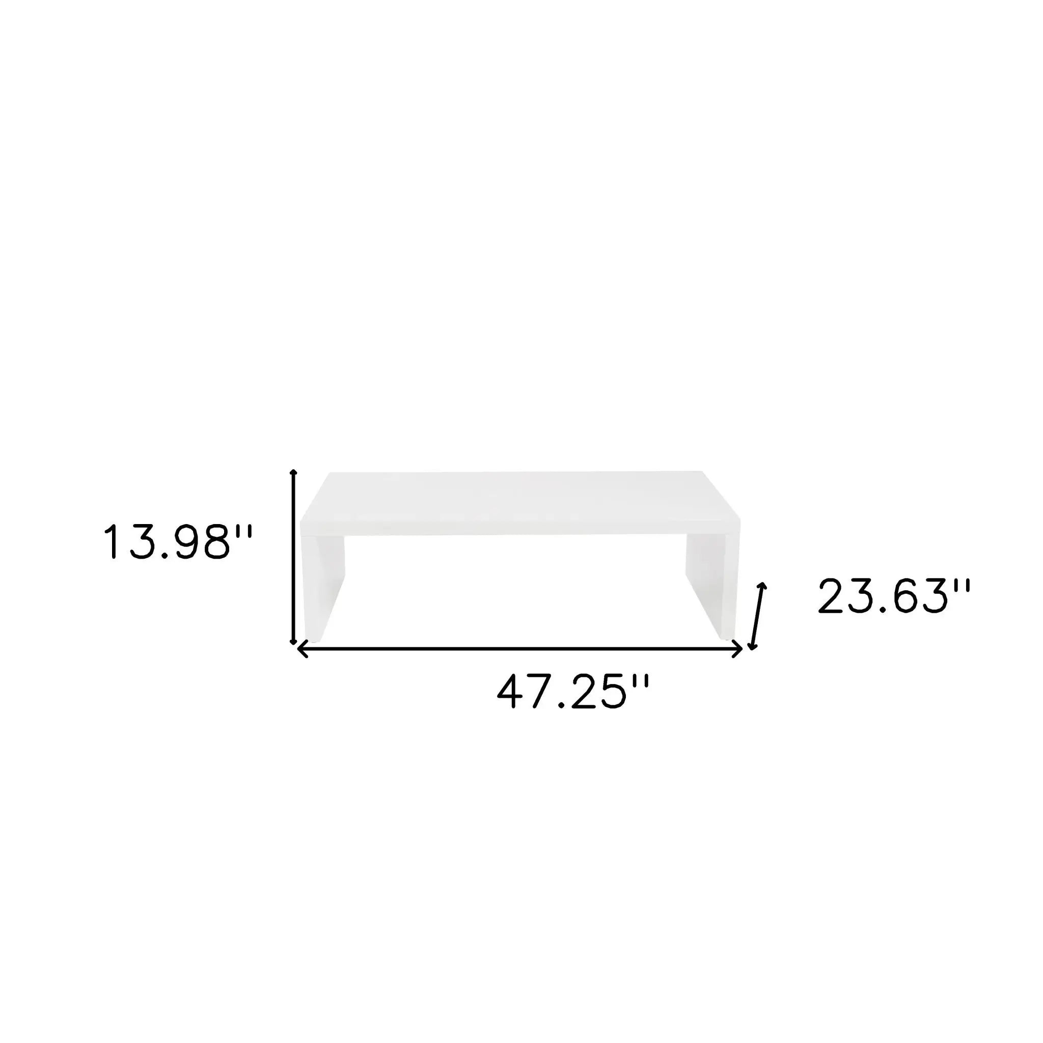 47" White Wood Sled Coffee Table Homeroots Living Room
