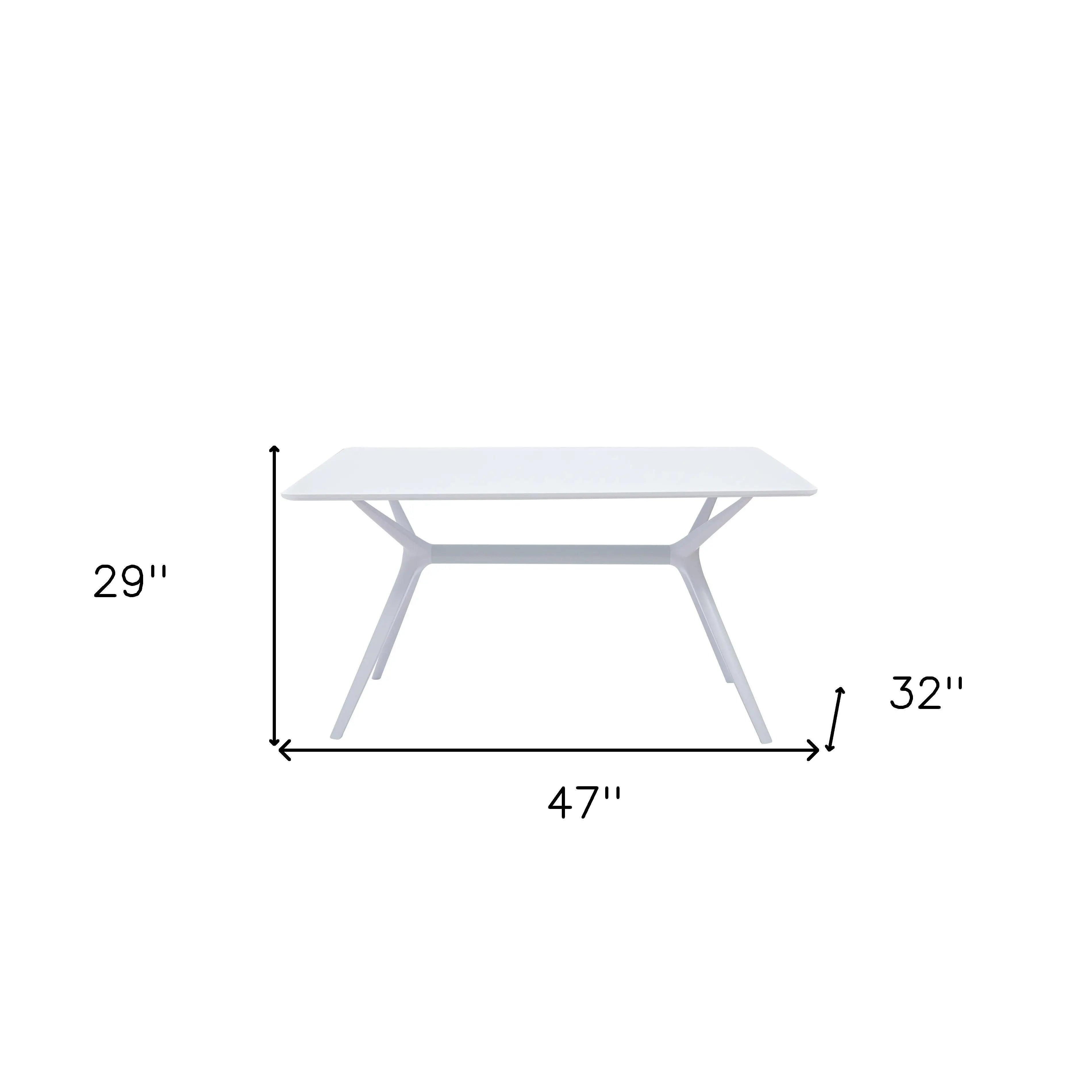 47" White Wood and Heavy Duty Plastic Trestle Base Dining Table Homeroots Kitchen & Dining