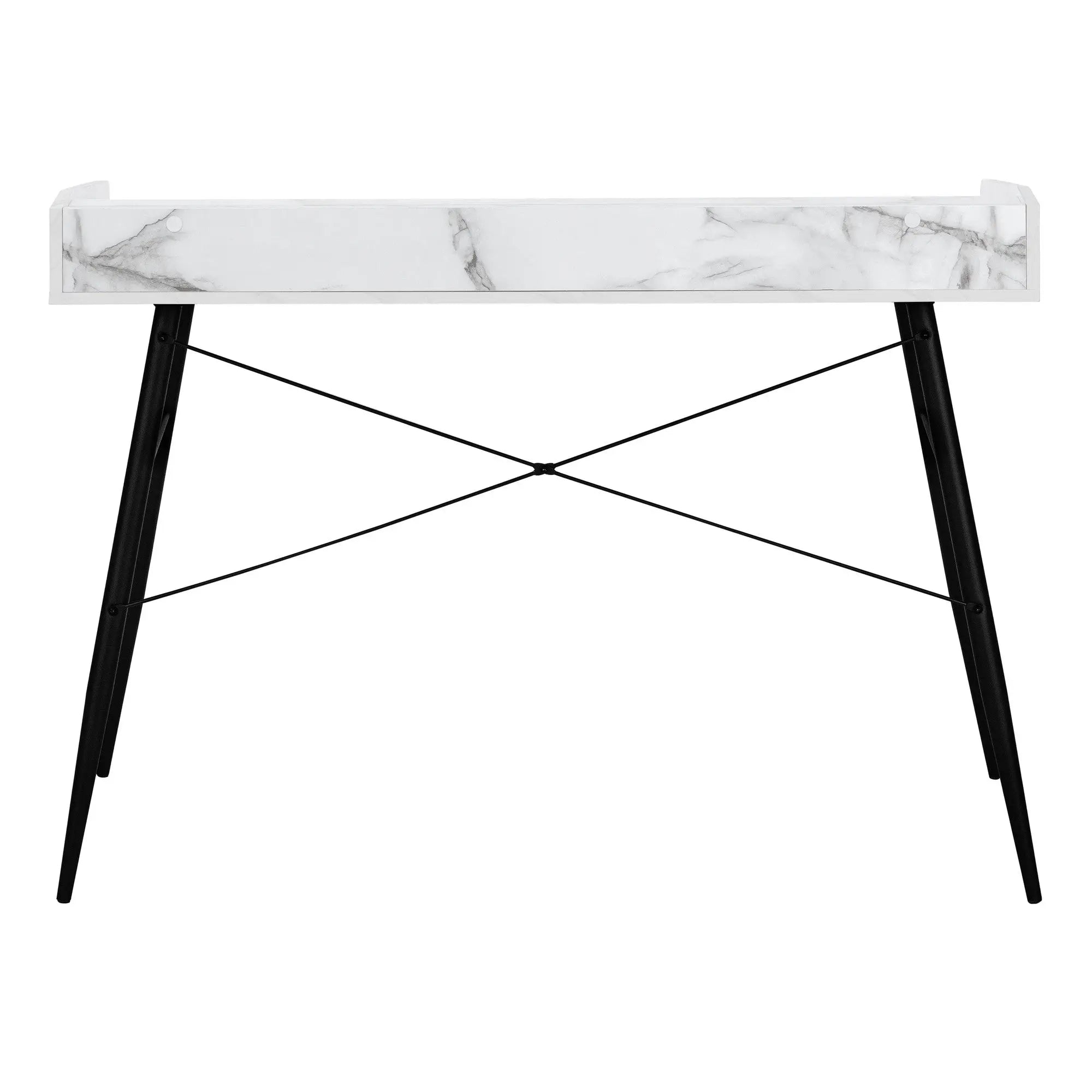 47" White and Black Wood and Iron Parsons Writing Desk Homeroots Office