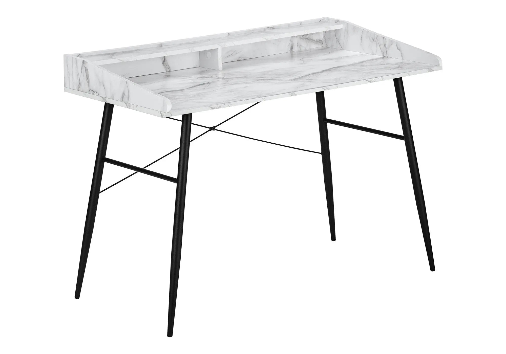 47" White and Black Wood and Iron Parsons Writing Desk Homeroots Office