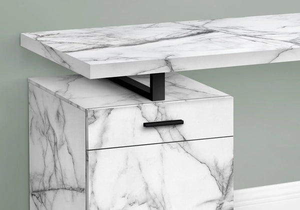 47" White and Black Wood and Metal Sled Computer Desk Homeroots Office