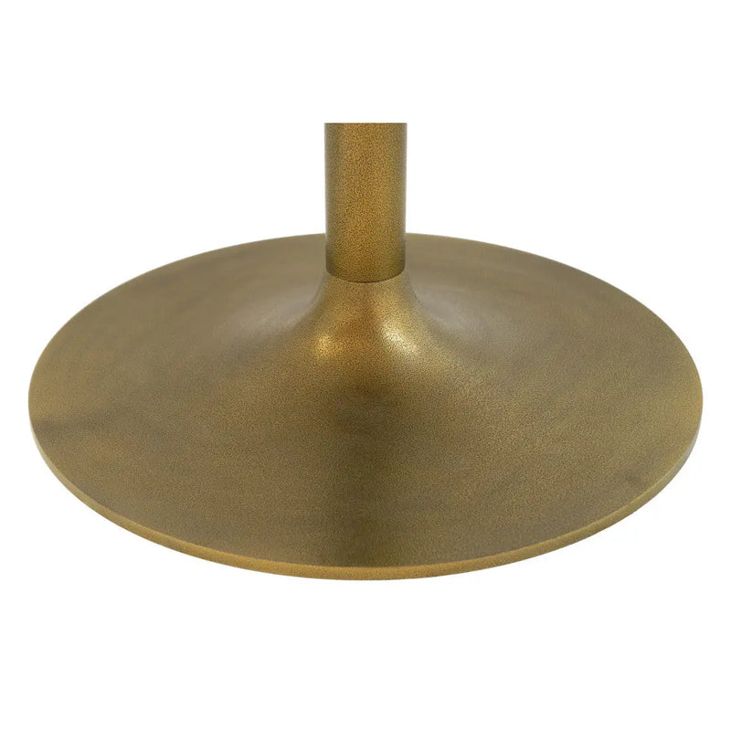 47" White and Gold Marble and Steel Pedestal Base Round Top Dining Table Homeroots Kitchen & Dining