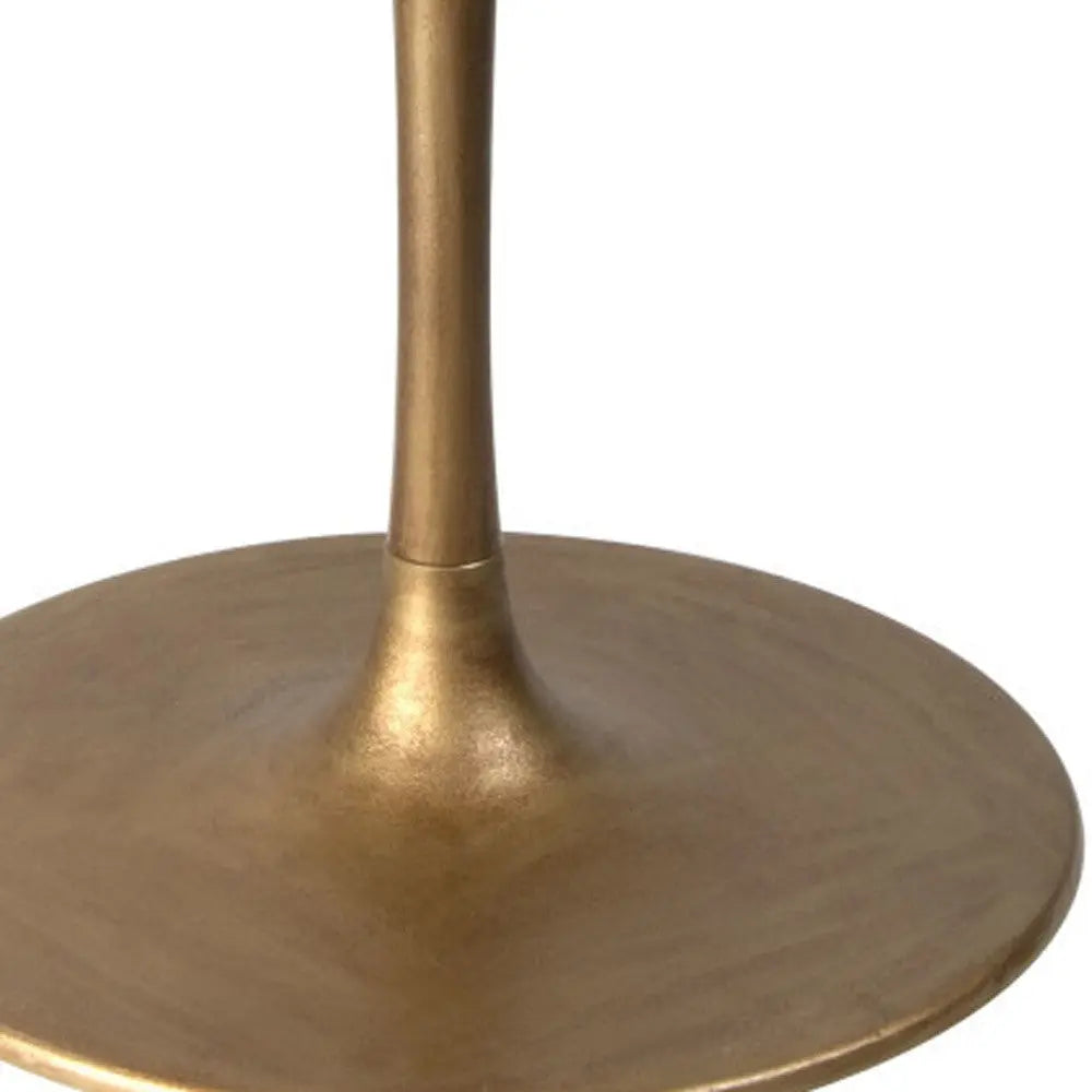 47" White and Gold Marble and Steel Pedestal Base Round Top Dining Table Homeroots Kitchen & Dining