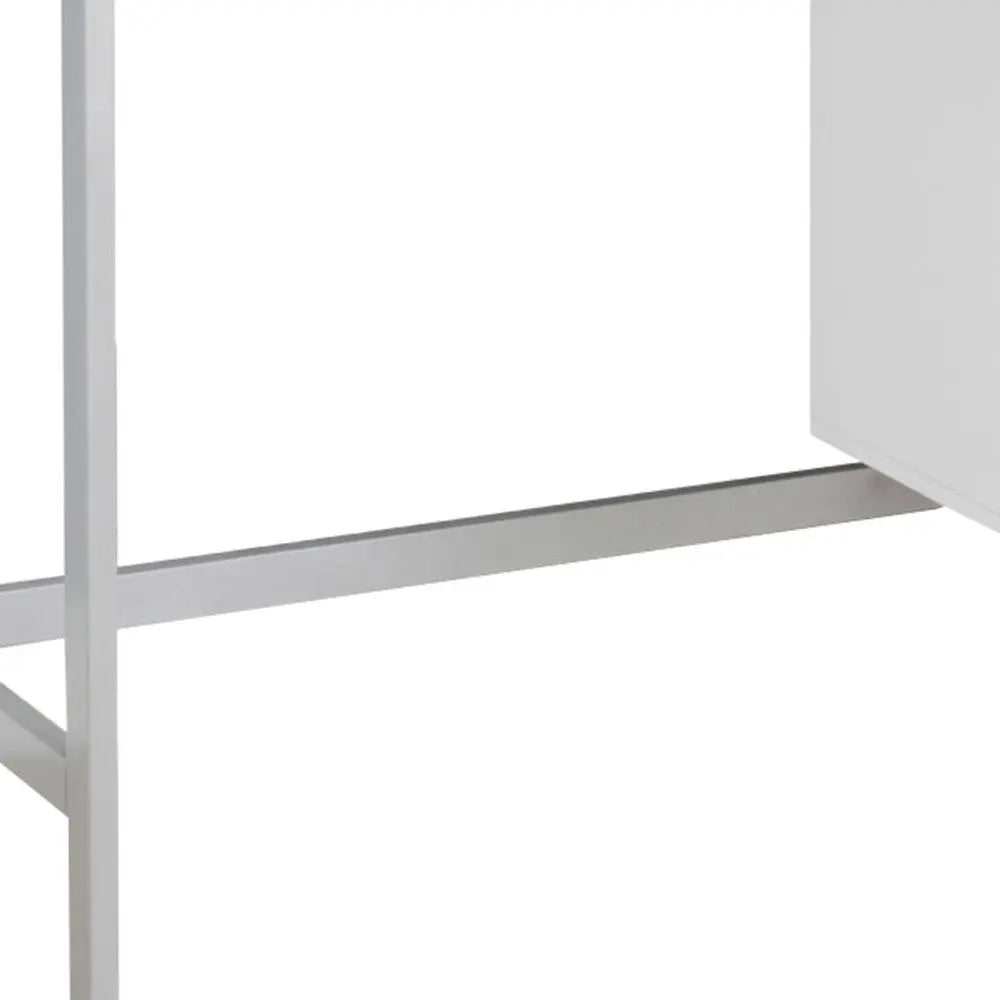 24" White and Silver Computer Desk With Two Drawers - GreatEagleInc