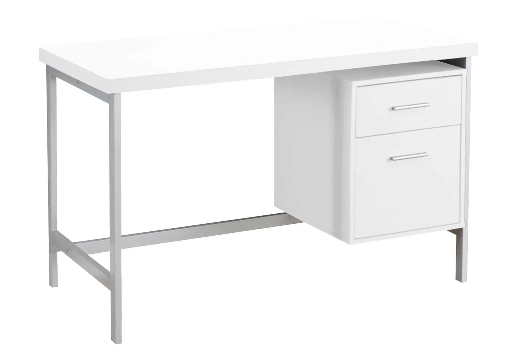 24" White and Silver Computer Desk With Two Drawers - GreatEagleInc