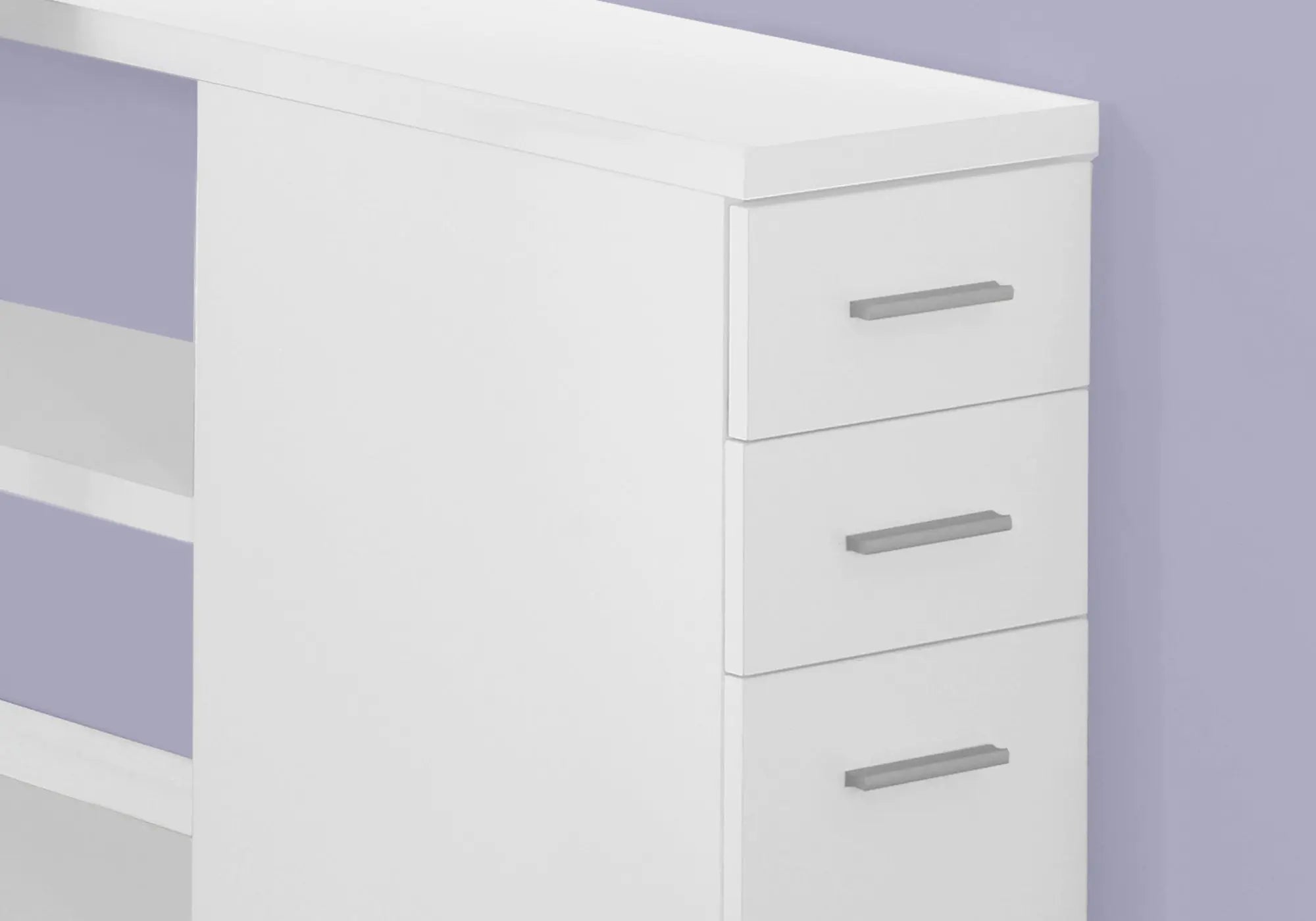47" White and Silver L Shape Computer Desk With Three Drawers Homeroots Office