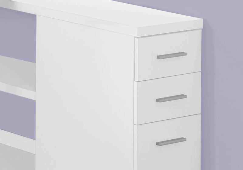 47" White and Silver L Shape Computer Desk With Three Drawers Homeroots Office