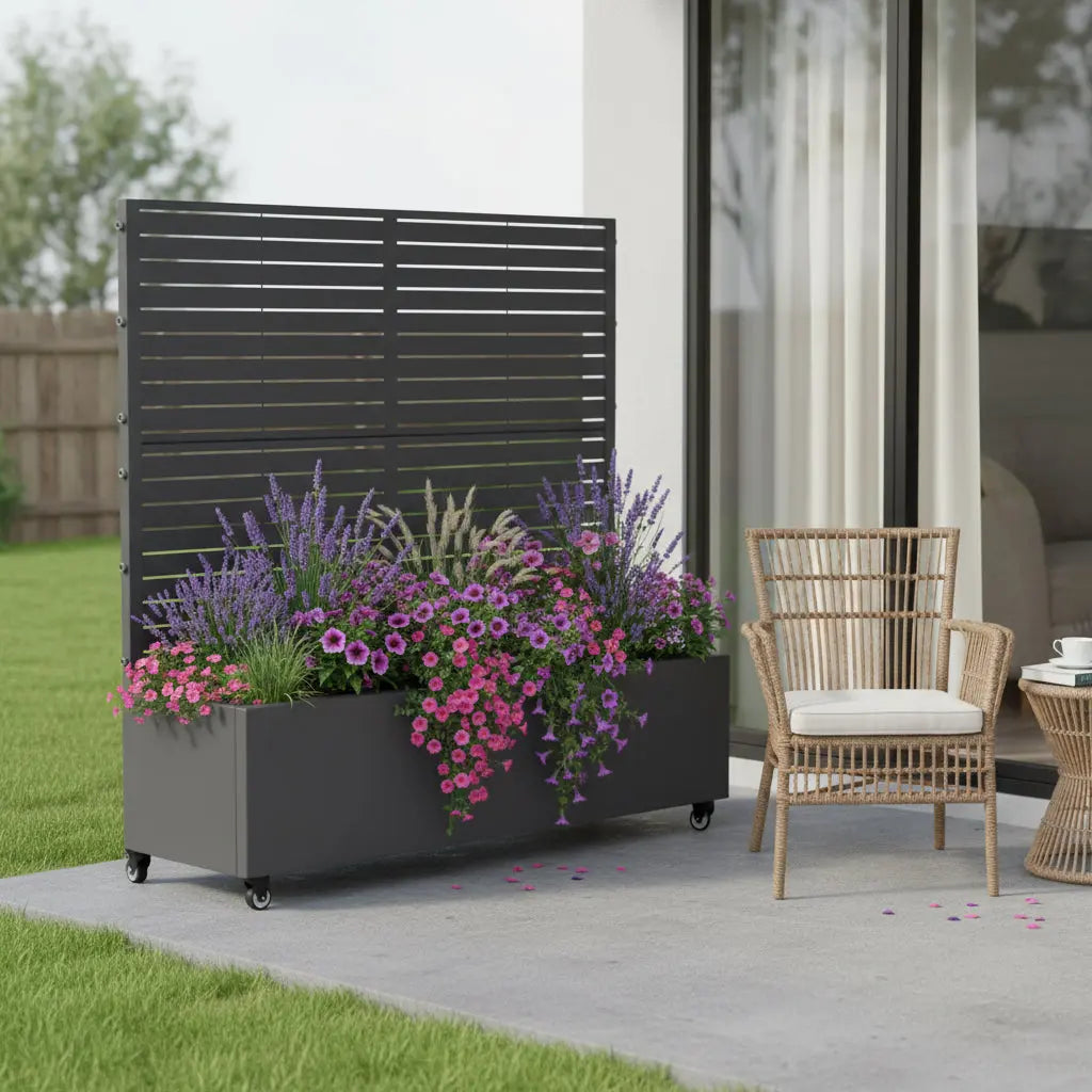 47" X 47" Gray Metal Rectangular Planter Box Homeroots Outdoor