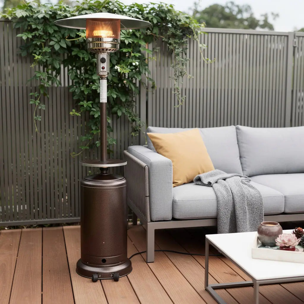 48000 BTU Bronze Steel Propane Cylindrical Pole Standing Patio Heater Homeroots Outdoor
