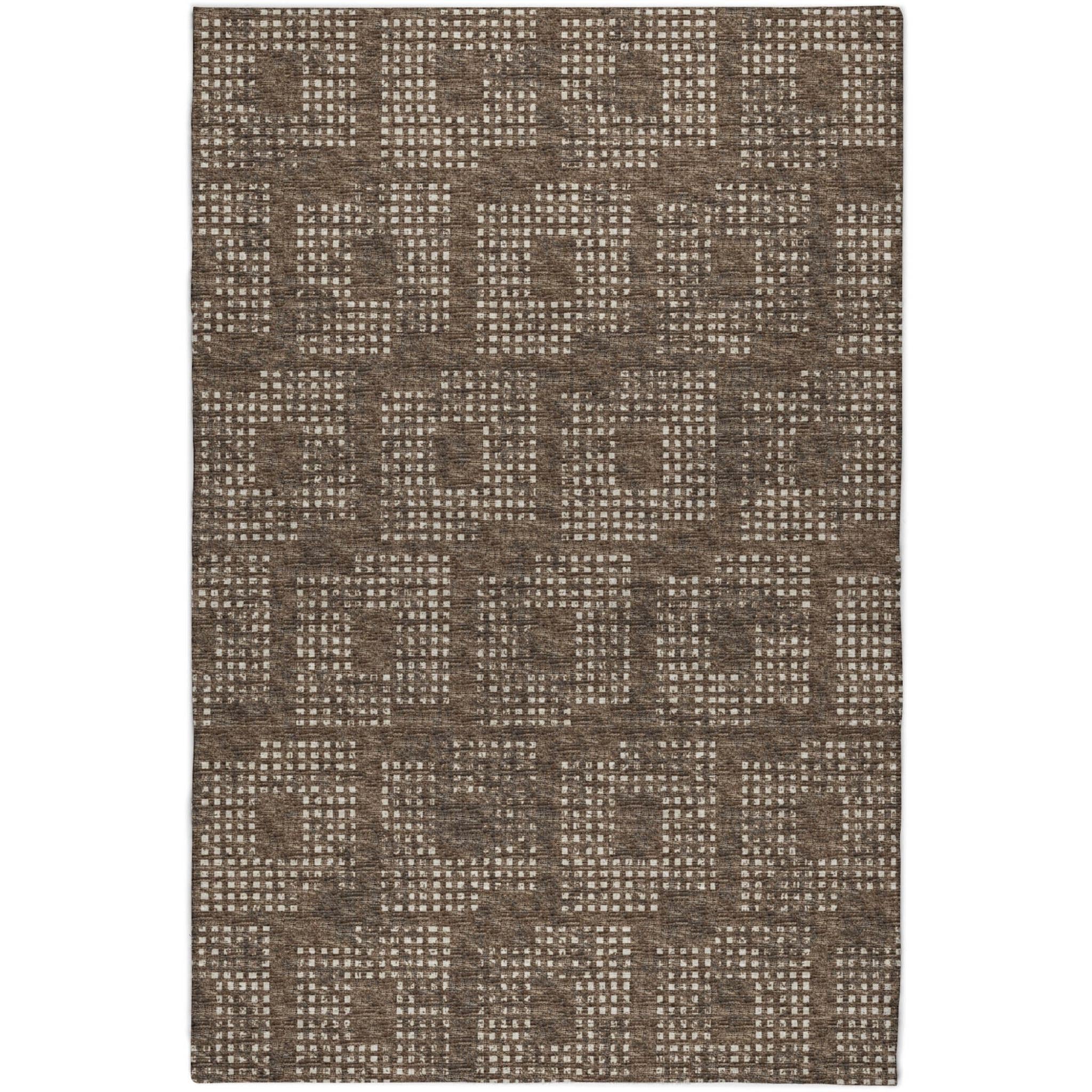 10' X 14' Brown And Beige Geometric Shag Washable Area Rug With UV Protection - Home & Garden