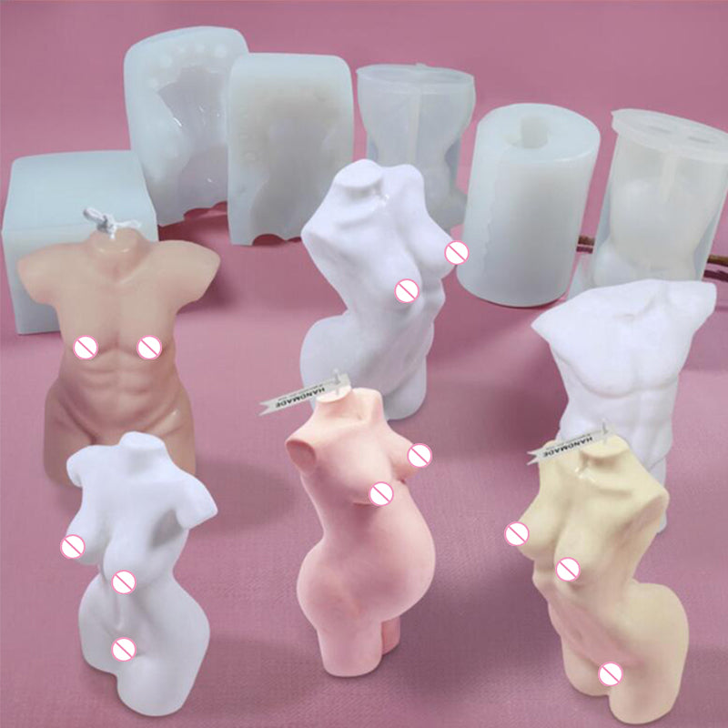 Female Body Art Statue Candle Silicone Mold Home Decoration Crafts Making Mould Female Male Body Figurines Candle 3D Mould