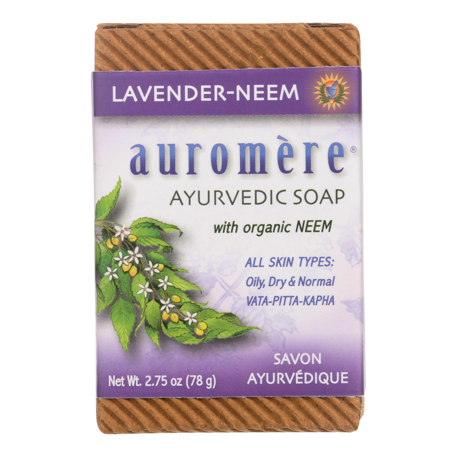 Auromere Bar Soap - Ayurvedic Lavender Neem - 2.75 Oz - GreatEagleInc