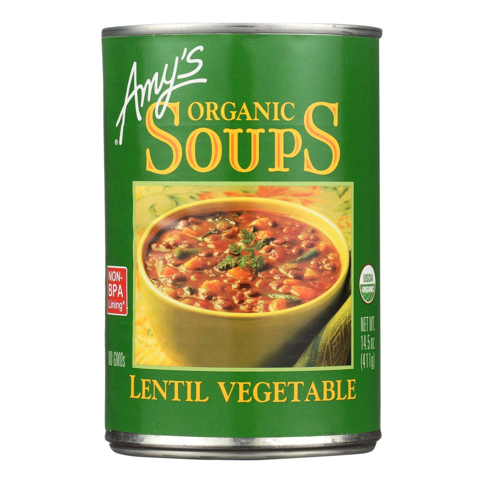 Amy's - Organic Lentil Vegetable Soup - Case Of 12 - 14.5 Oz - Eco-Friendly Home & Grocery