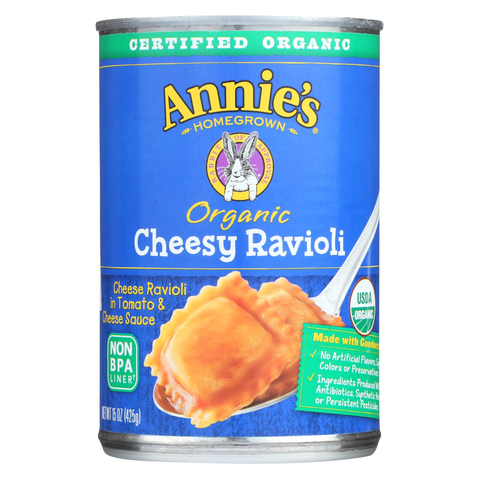 Annie's Homegrown Organic Cheesy Ravioli In Tomato And Cheese Sauce - Case Of 12 - 15 Oz. - GreatEagleInc