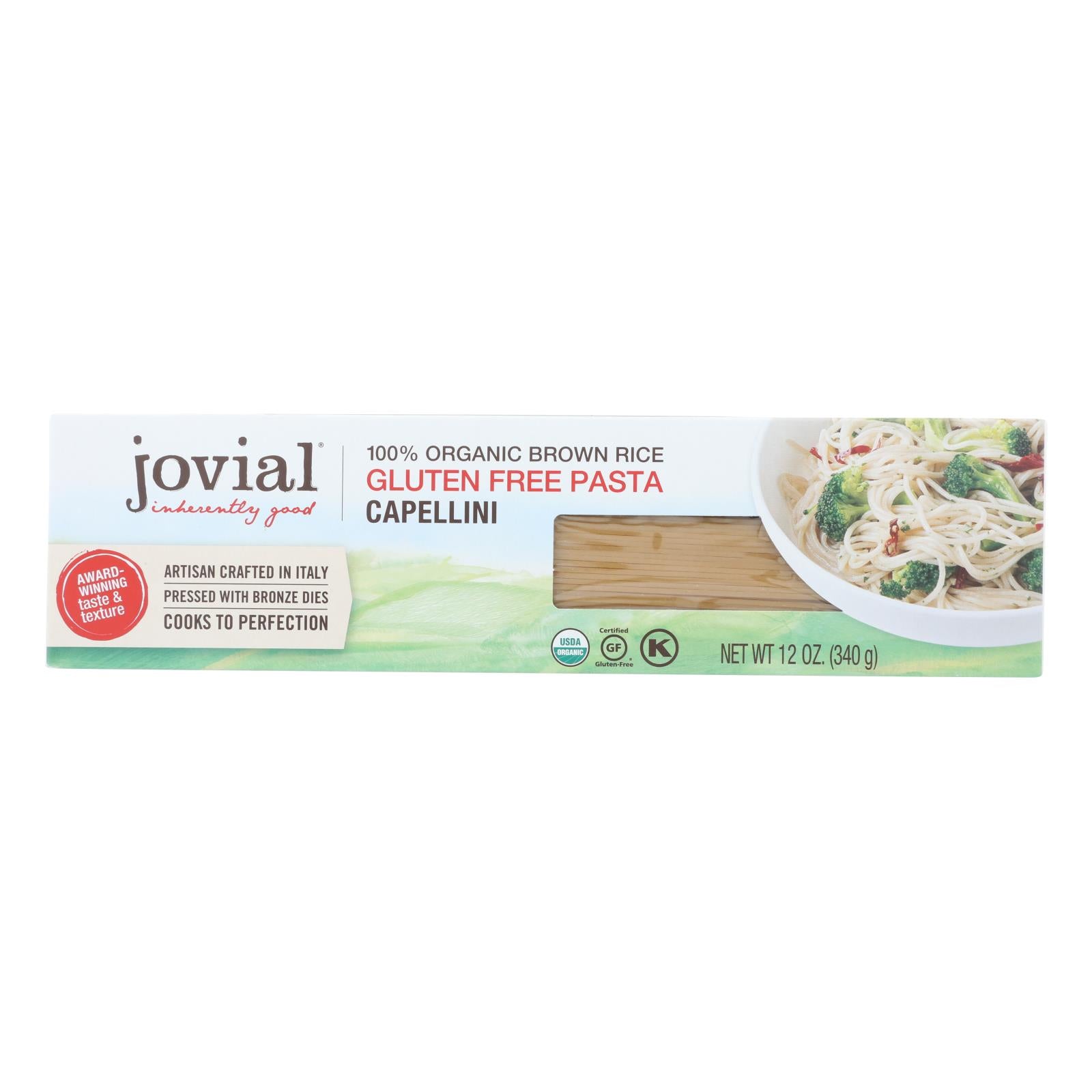 Jovial - Gluten Free Brown Rice Pasta - Capellini - Case Of 12 - 12 Oz. - GreatEagleInc