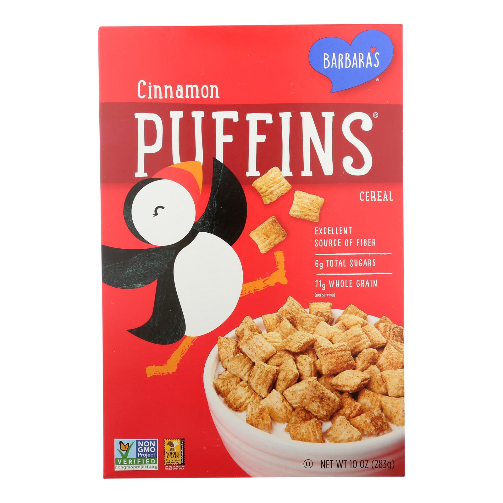 Barbara's Bakery - Puffins Cereal - Cinnamon - Case Of 12 - 10 Oz. - GreatEagleInc