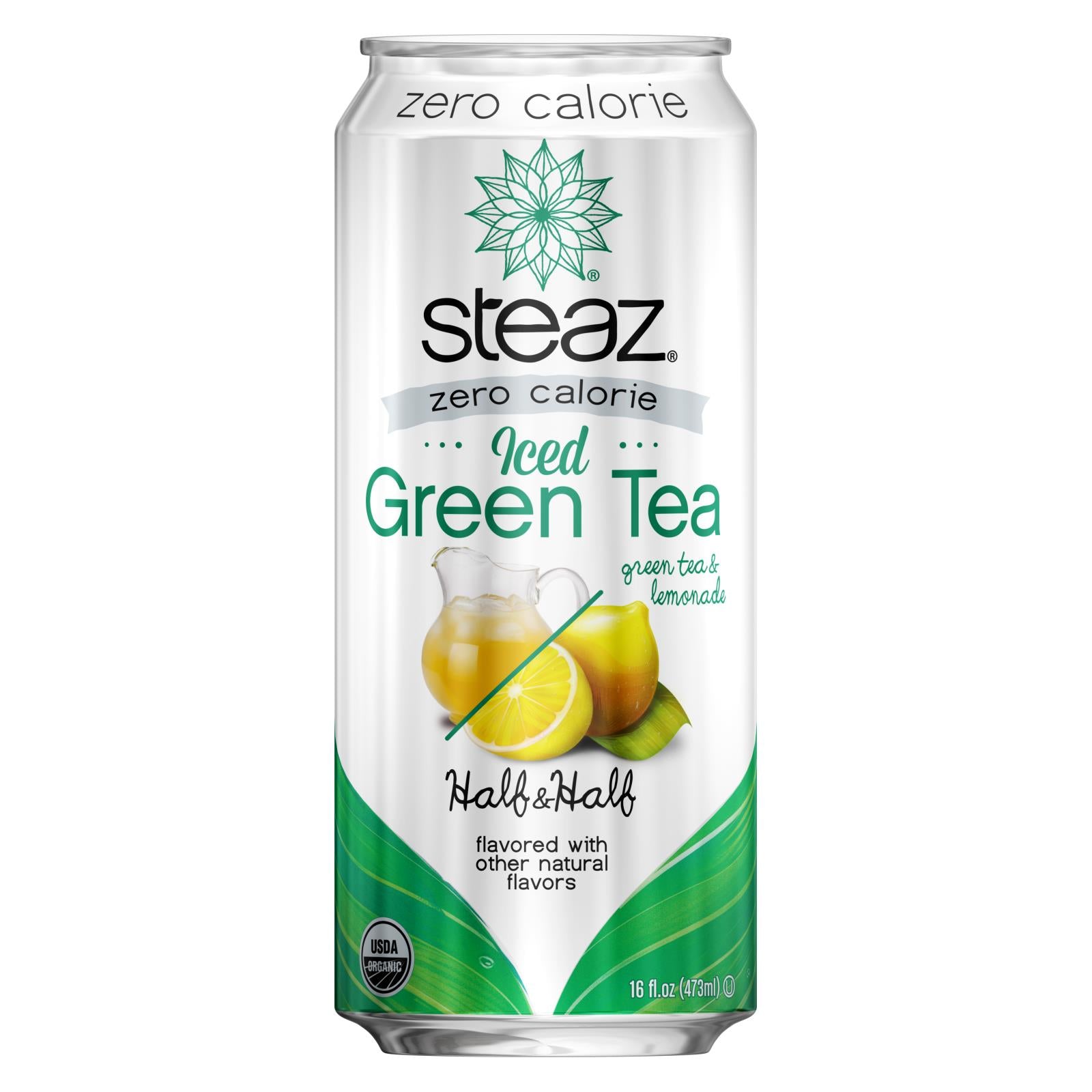 Steaz Zero Calorie Green Tea - Half And Half - Case Of 12 - 16 Fl Oz. - GreatEagleInc