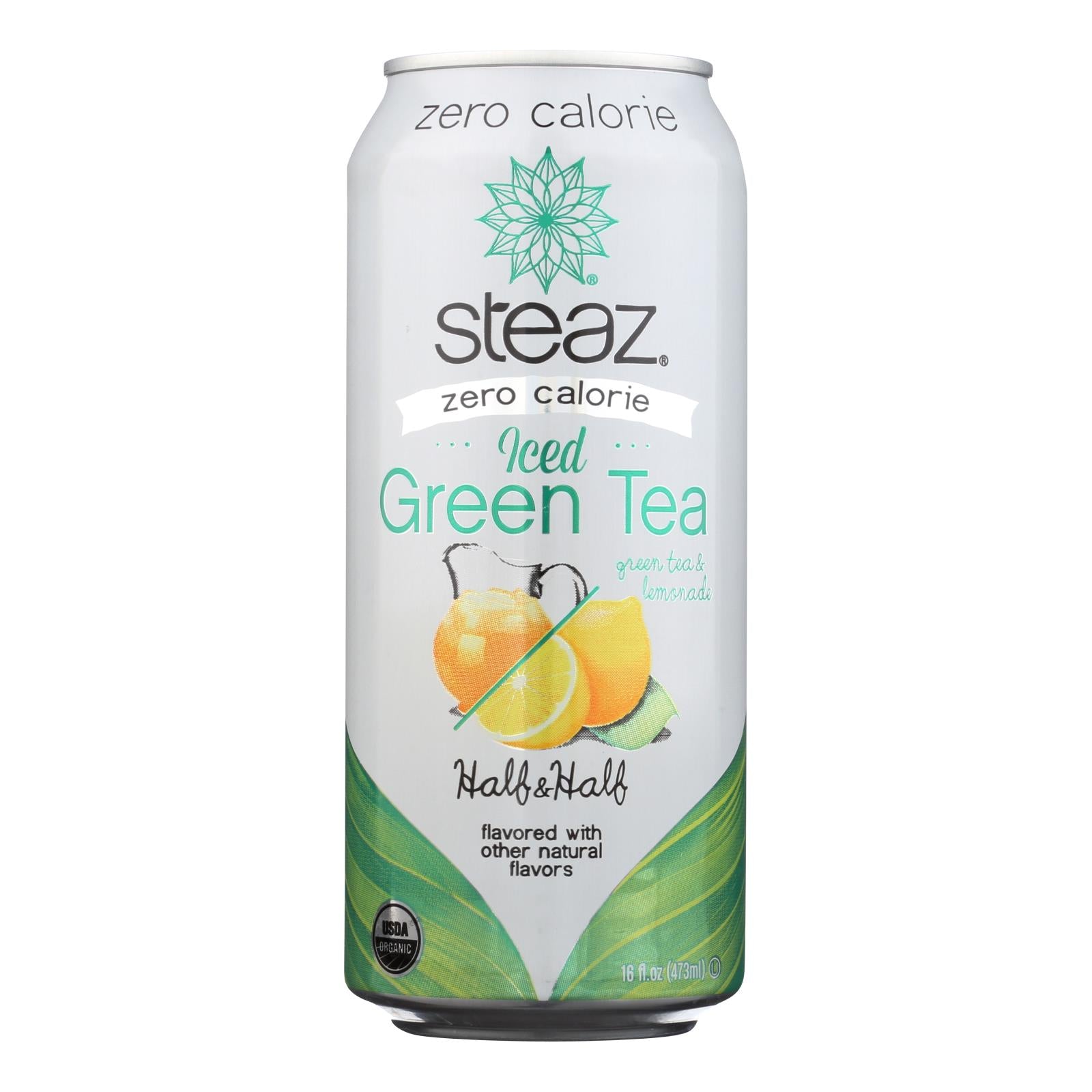 Steaz Zero Calorie Green Tea - Half And Half - Case Of 12 - 16 Fl Oz. - GreatEagleInc