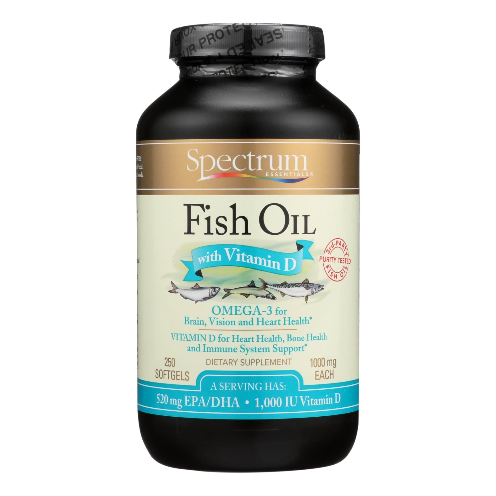 Spectrum Essentials Omega-3 Fish Oil With Vitamin D Dietary Supplement  - 1 Each - 250 Sgel - GreatEagleInc