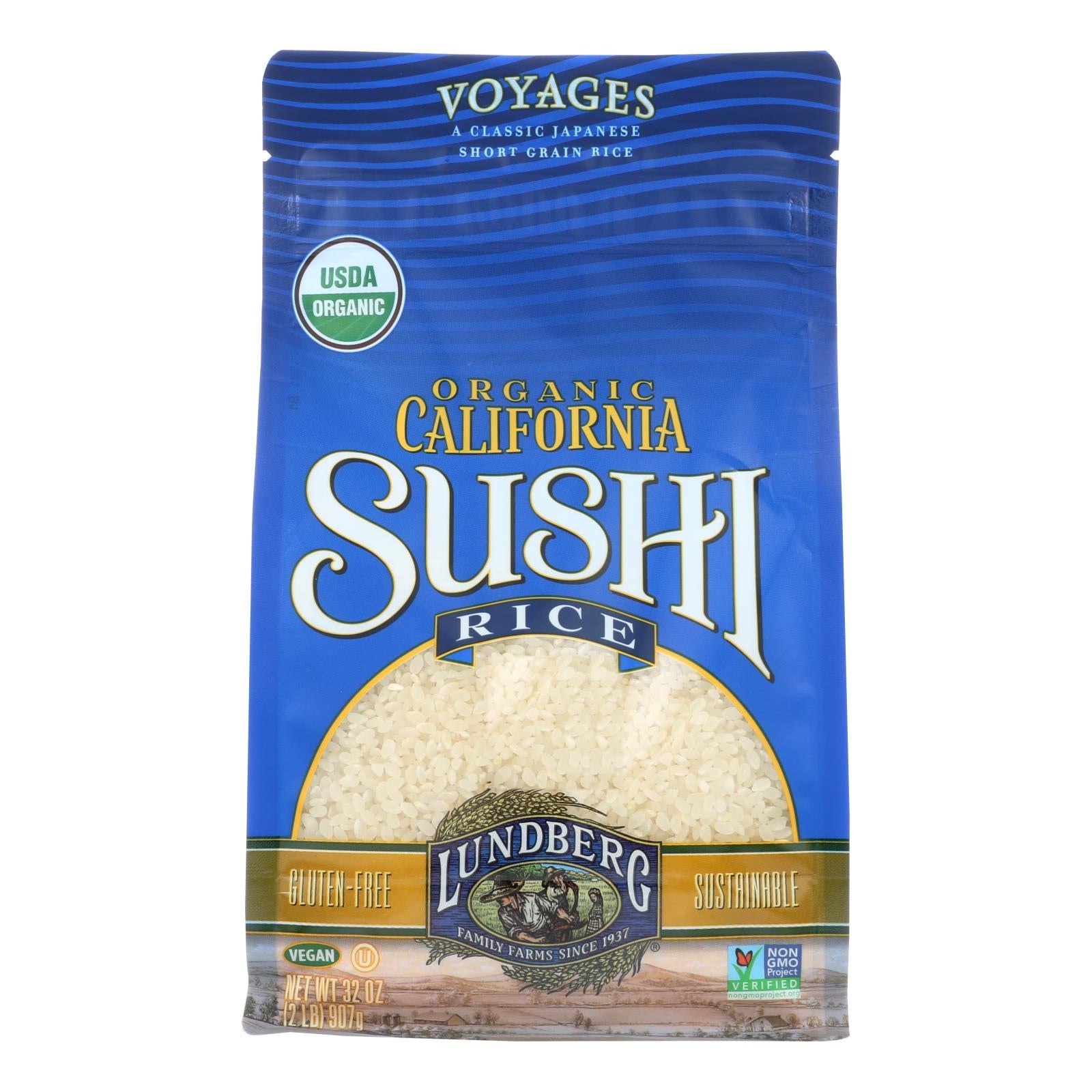 Lundberg Family Farms Organic Sushi White Rice - Case Of 6 - 2 Lb. - GreatEagleInc