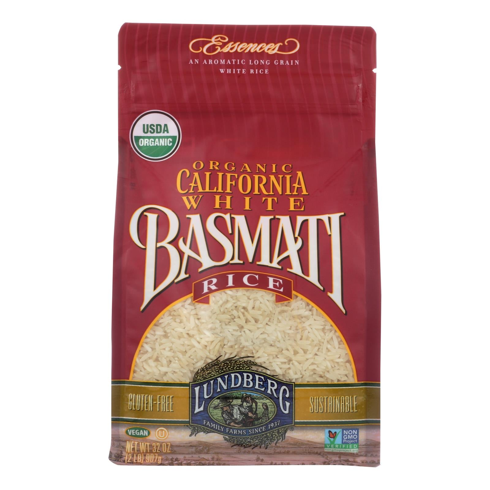 Lundberg Family Farms Organic White Basmati Rice - Case Of 6 - 2 Lb. - GreatEagleInc