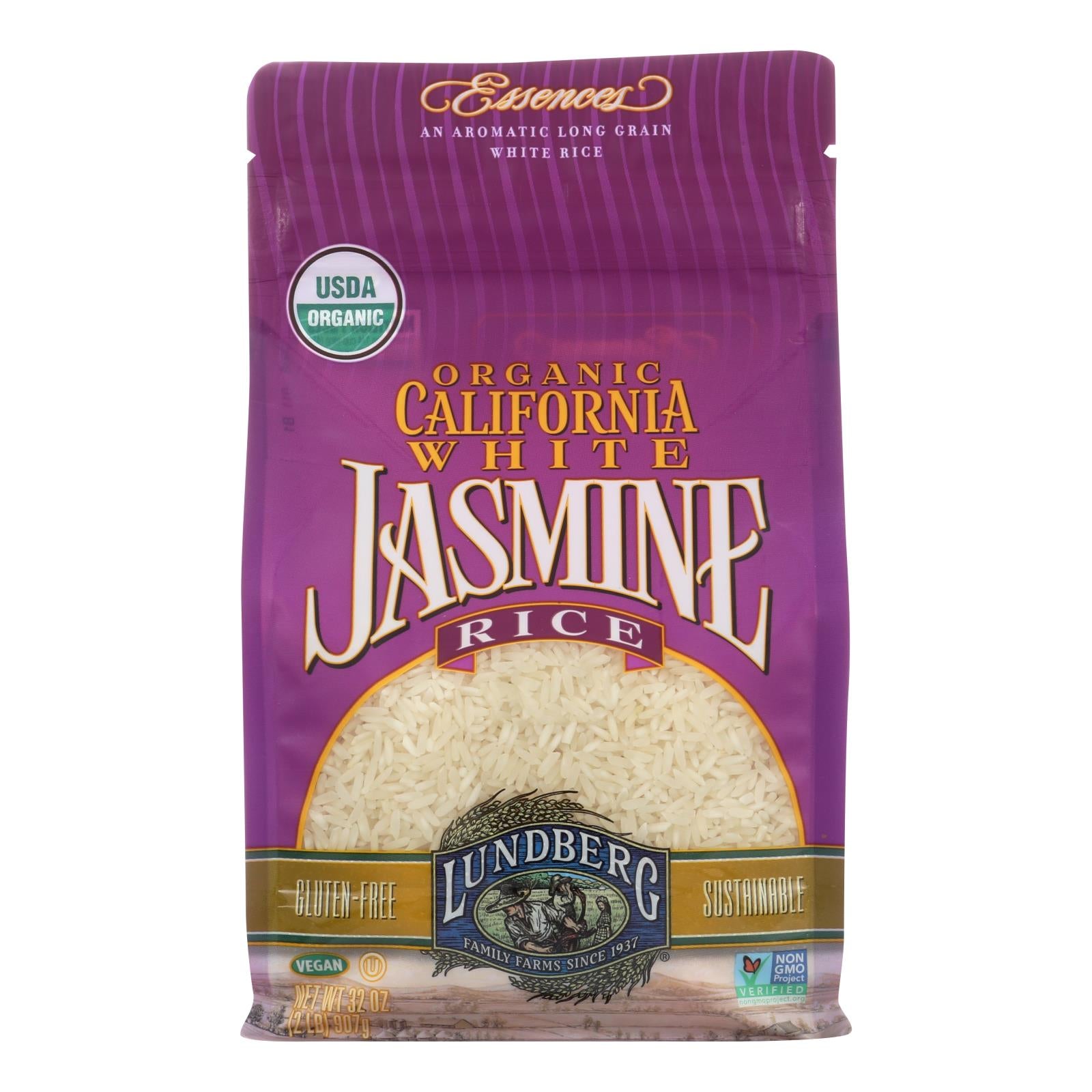 Lundberg Family Farms Organic California White Jasmine Rice - Case Of 6 - 2 Lb. - GreatEagleInc
