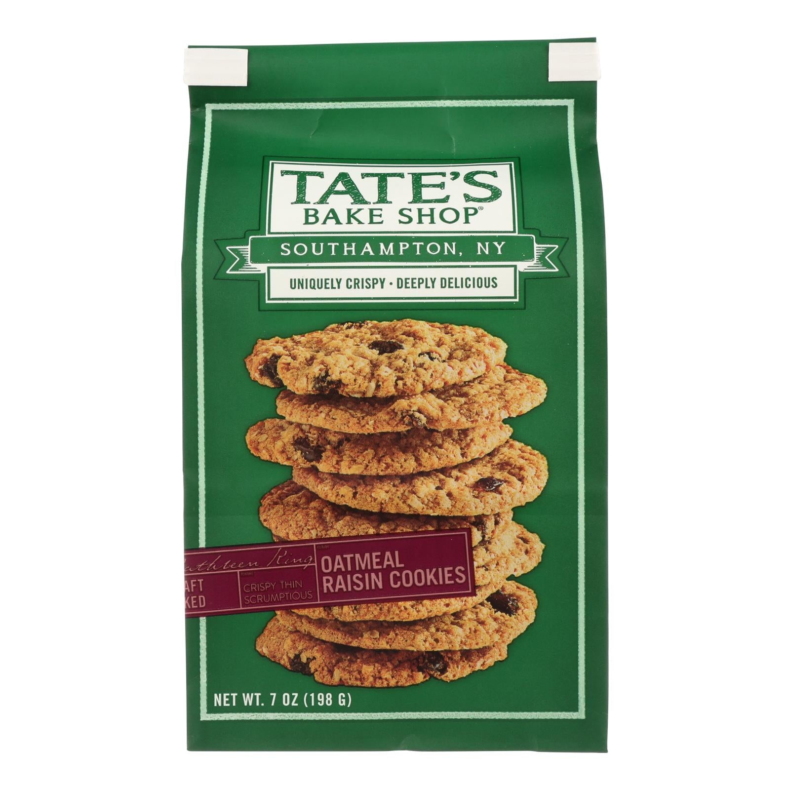 Tate's Bake Shop Oatmeal Raisin Cookies  - Case Of 12 - 7 Oz - GreatEagleInc