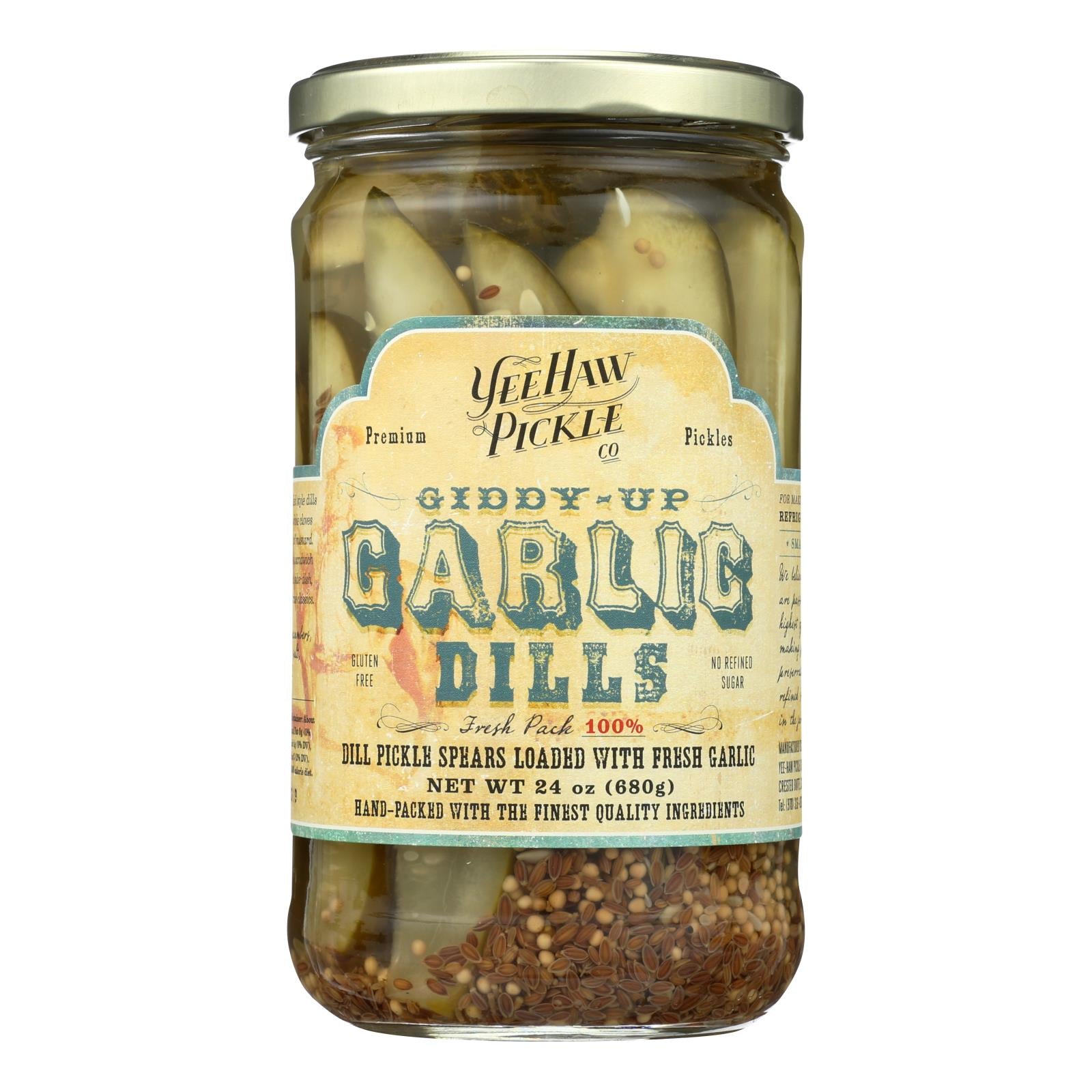 Yee-haw Pickle Dills Pickle - Giddy Up Garlic - Case Of 6 - 24 Oz. - GreatEagleInc