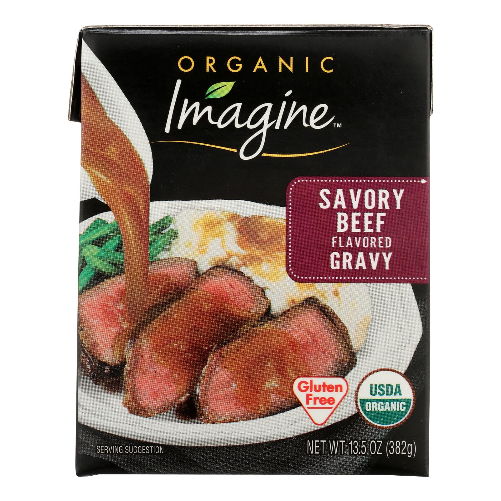 Imagine Foods Organic Gravy - Savory Beef - Case Of 12 - 13.5 Fl Oz - GreatEagleInc