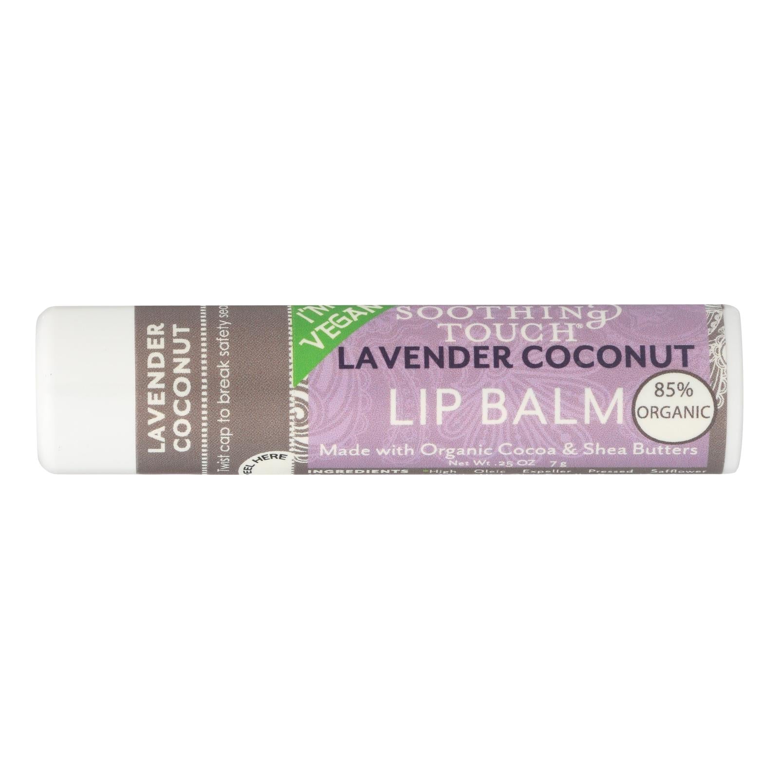 Soothing Touch Lavender Coconut Vegan Lip Balm  - Case Of 12 - .25 Oz - Home & Garden