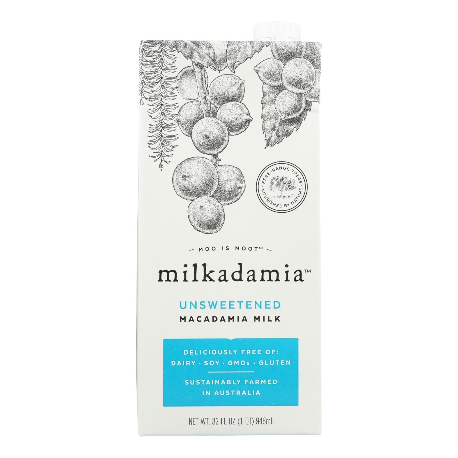 Milkadamia Milk - Unsweetened - Case Of 6 - 32 Fl Oz. - GreatEagleInc