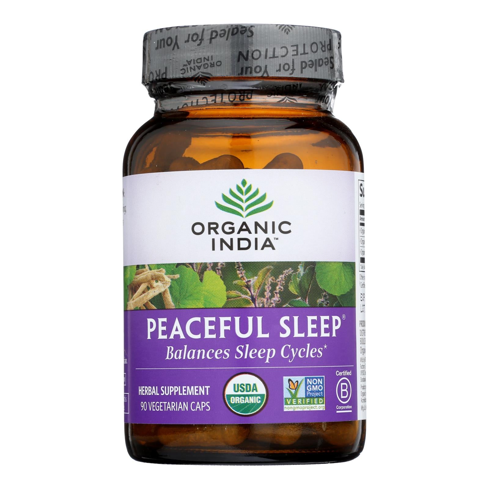 Organic India Whole Herb Supplement, Peaceful Sleep  - 1 Each - 90 Vcap - GreatEagleInc