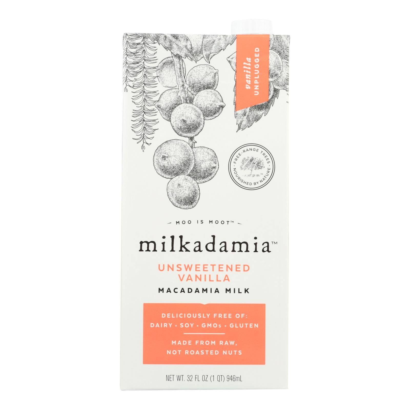 Milkadamia Macadamia Milk With Unsweetened Vanilla  - Case Of 6 - 32 Fz - GreatEagleInc