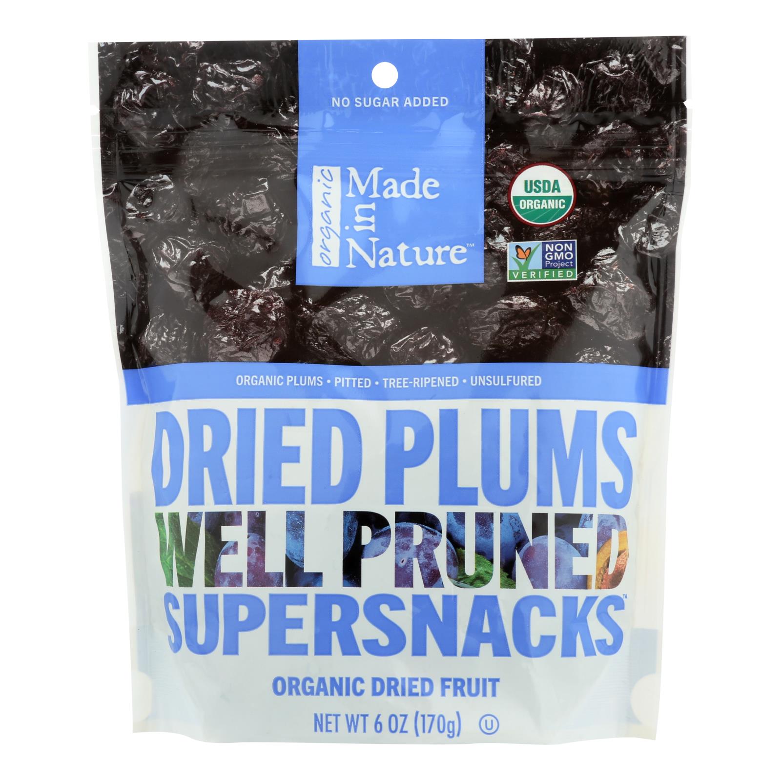 Made In Nature Plums Organic Dried Fruit  - Case Of 6 - 6 Oz - GreatEagleInc