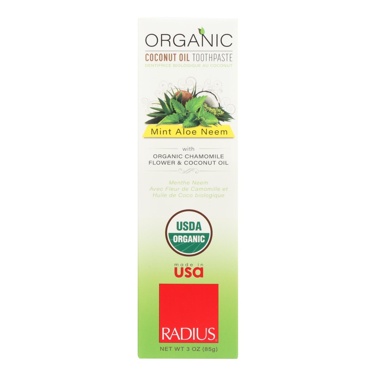 Radius Whitening Mint Aloe Neem Toothpaste  - 1 Each - 3 Oz - Eco-Friendly Home & Grocery