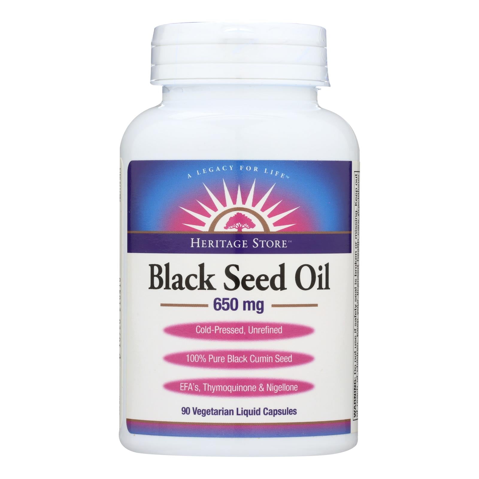 Heritage Store Black Seed Oil Dietary Supplement  - 1 Each - 90 Vcap - GreatEagleInc