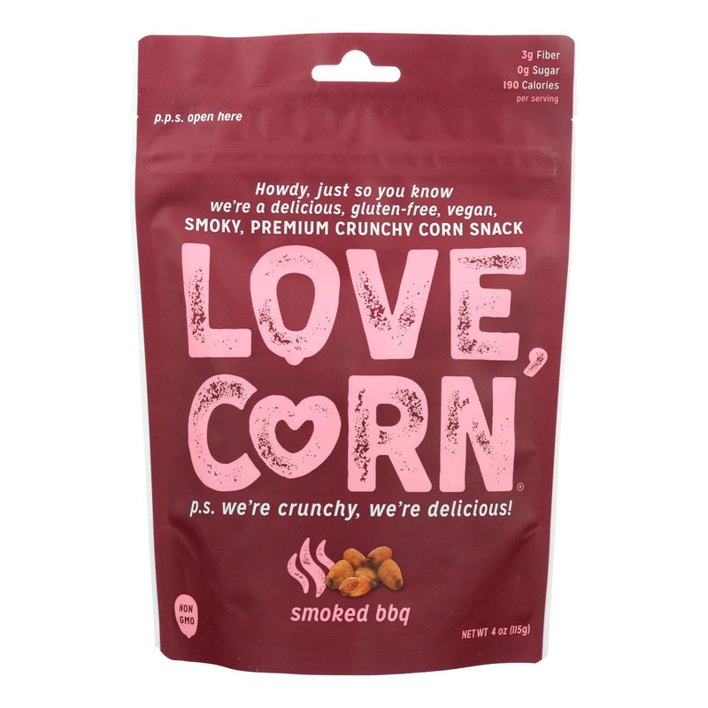 Love Corn® Smoky Premium Crunchy Corn Snack - Case Of 12 - 4 Oz - GreatEagleInc