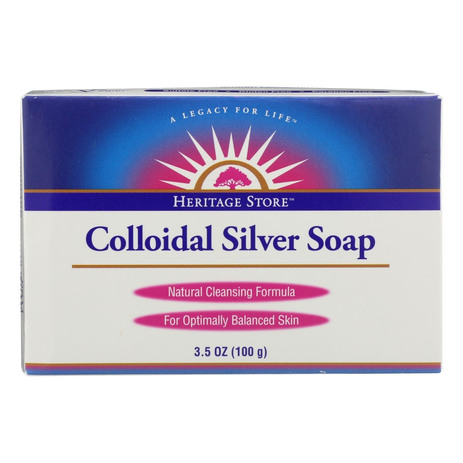 Heritage Store - Bar Soap Colloidal Silver - Case Of 3 - 3.5 Oz - GreatEagleInc