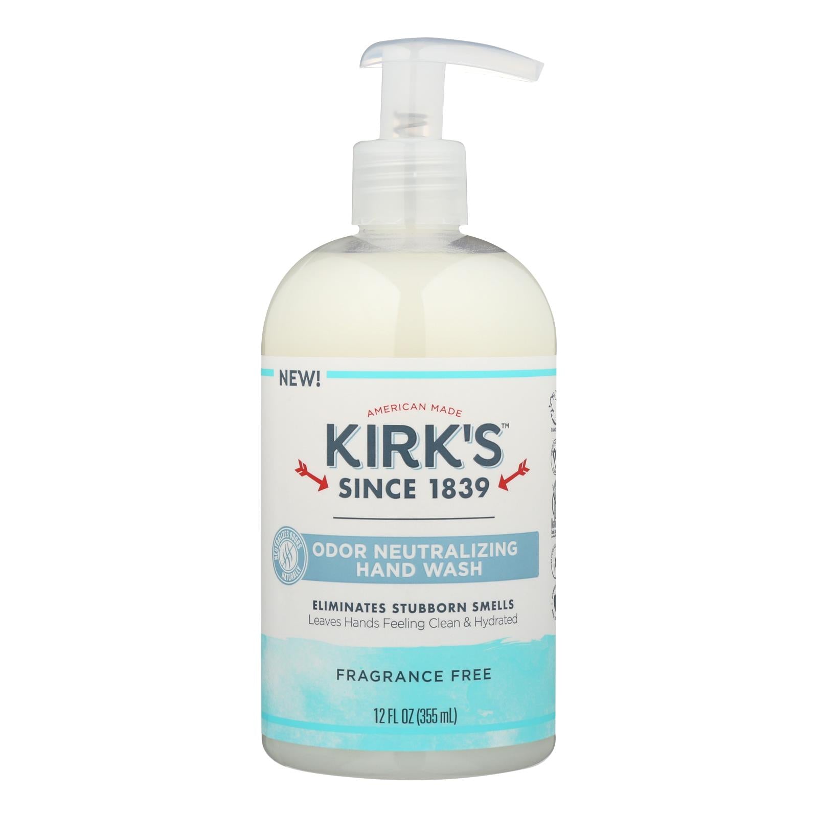 Kirk's Natural - Hand Soap Fragrance Free - 12 Fz - GreatEagleInc