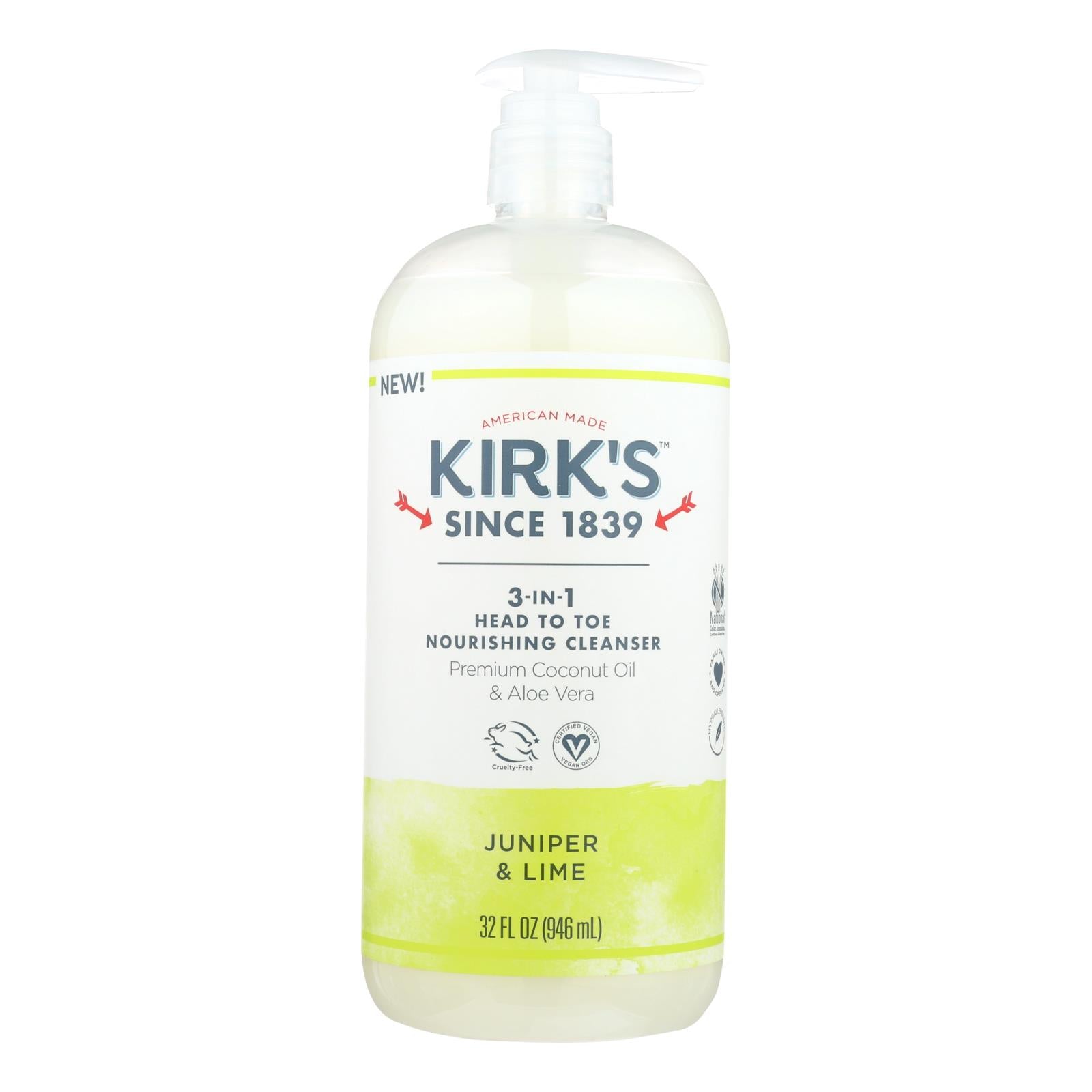 Kirk's Natural - 3-in-1 Cleanser Juniper Lime - 32 Fz - GreatEagleInc