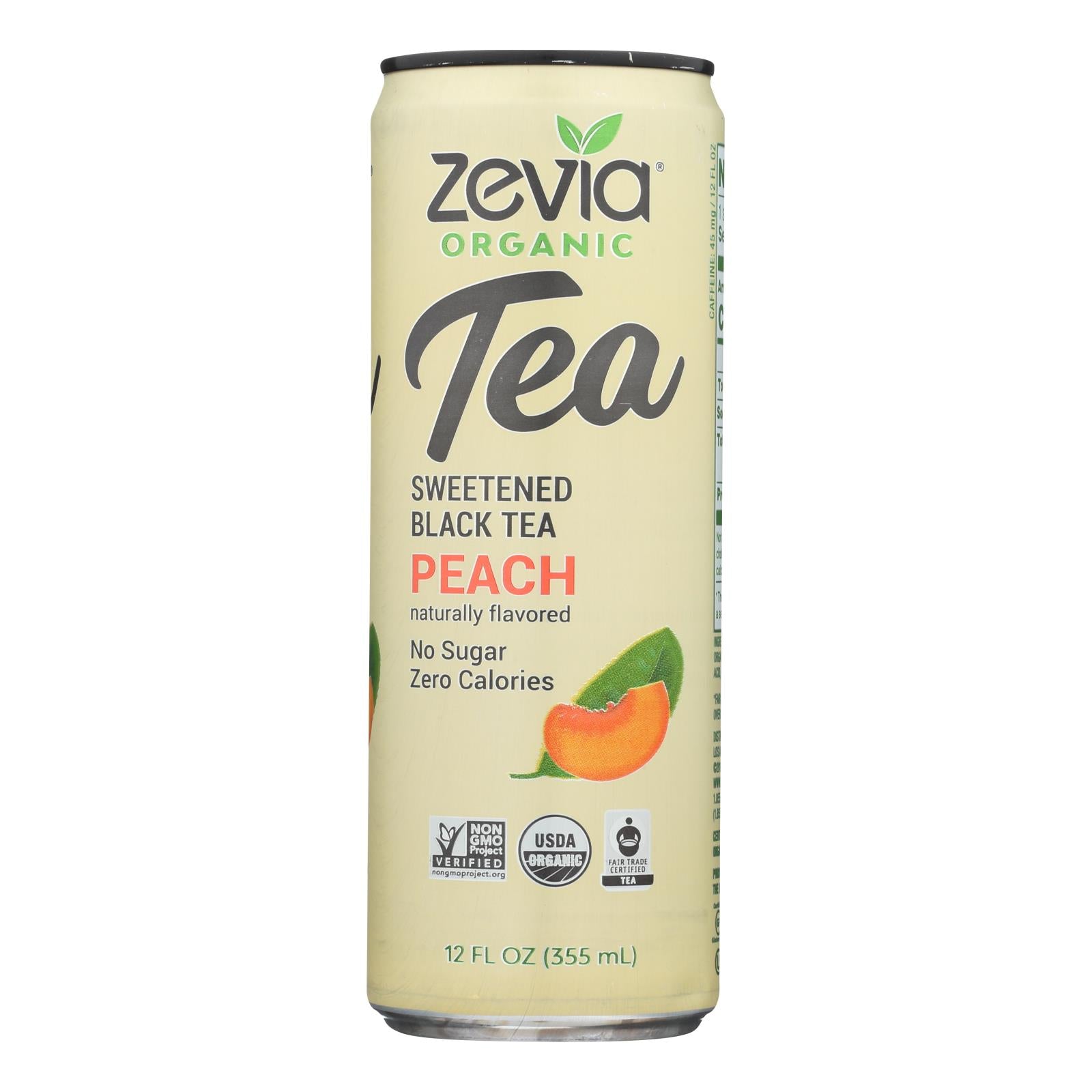 Zevia - Tea Black Peach - Case Of 12 - 12 Fz - GreatEagleInc